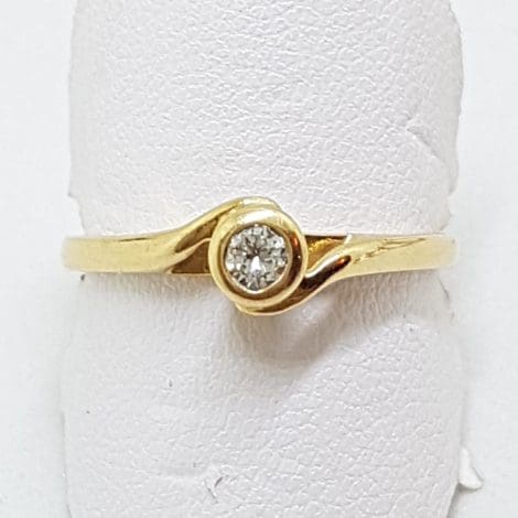 18ct Rose Gold Round Bezel Set Diamond Engagement Ring