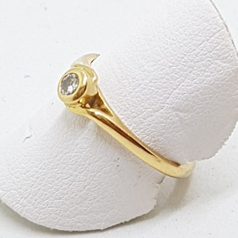 18ct Rose Gold Round Bezel Set Diamond Engagement Ring