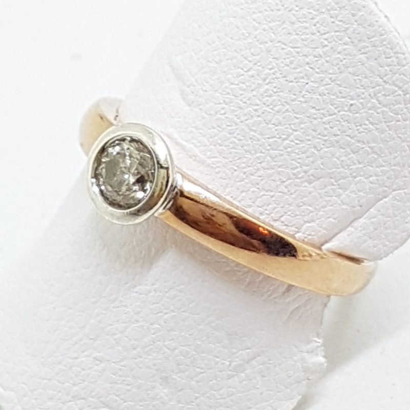 9ct Rose Gold and White Gold Bezel Set Diamond Solitaire Ring