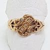 9ct Rose Gold Diamond Ornate Filigree Ring