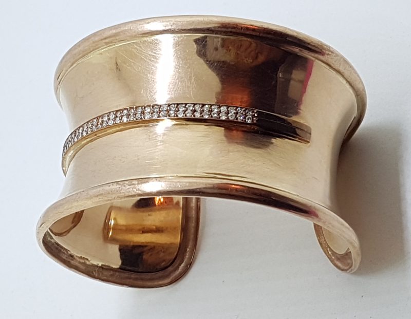 9ct Rose Gold Handmade Very Wide Diamond Cuff Bangle