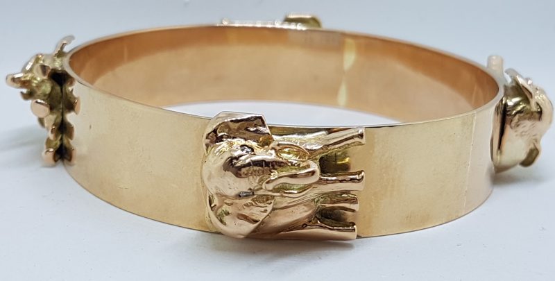 20200601_115941 9ct Rose Gold Handmade Elephant Motif Diamond Bangle/Upper Arm Bangle - Large Size - Very Heavy
