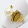 18ct Yellow Gold Wide Pearl Ring