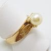 9ct Yellow Gold Pearl Wide Band Ring