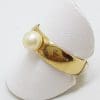 9ct Yellow Gold Pearl Wide Band Ring