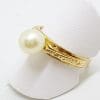 9ct Yellow Gold Pearl With Ornate Design Ring