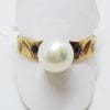 9ct Yellow Gold Pearl & Sapphire Patterned Ring