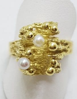 18ct Yellow Gold Large Unusual Pearl Ring