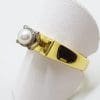 9ct Yellow Gold High Set Pearl Ring
