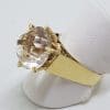 9ct Yellow Gold Very Large and High Clear Crystal Quartz Ring
