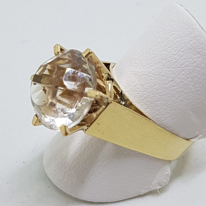 20200601_192752 9ct Yellow Gold Very Large and High Clear Crystal Quartz Ring