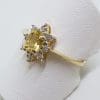 9ct Yellow Gold Oval Citrine and Diamond Cluster Ring