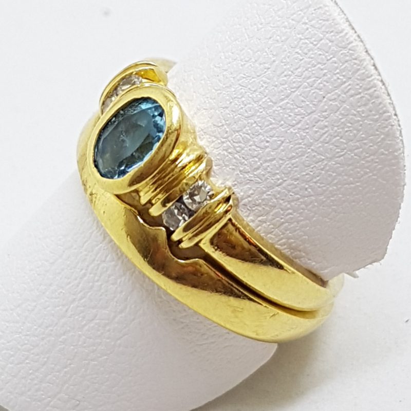 20200601_193315 18ct Yellow Gold Oval Bezel Set Topaz & Diamond Wedding and Engagement Ring Set
