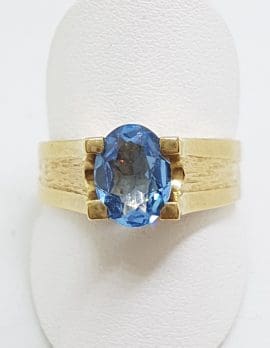 9ct Yellow Gold Oval Claw Set Topaz Ring