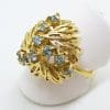 14ct Yellow Gold Ornate Topaz Round Cluster Ring