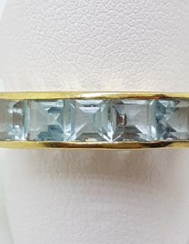 9ct Yellow Gold Channel Set Topaz Eternity Band Ring