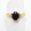 9ct Yellow Gold Oval Sapphire and Diamond Ring
