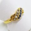18ct Yellow Gold Sapphire & Seedpearl Ring