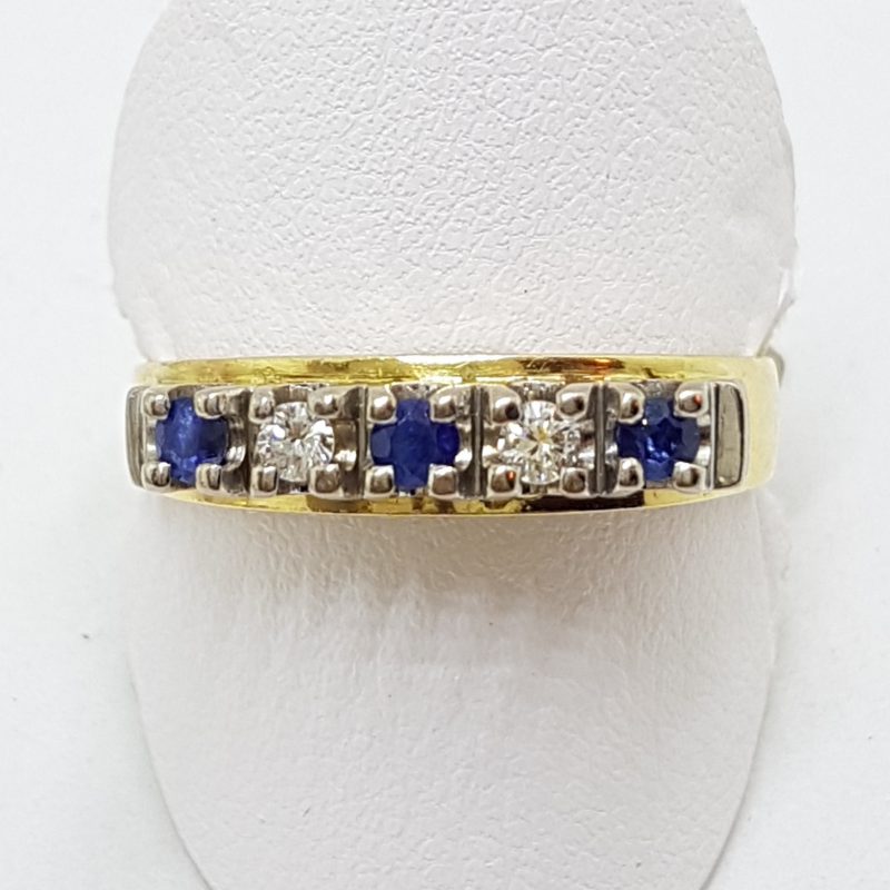 18ct Yellow Gold Sapphire & Diamond Wedding/Eternity Ring