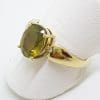 9ct Yellow Gold Oval Green Sapphire & Diamond Ring