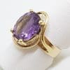9ct Yellow Gold Large Oval Amethyst Ring