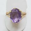18ct Rose Gold Oval Amethyst Claw Set Ring