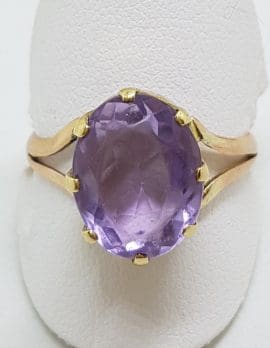 18ct Rose Gold Oval Amethyst Claw Set Ring