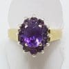 9ct Yellow Gold Amethyst Oval Cluster Ring