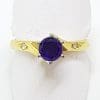 18ct Yellow Gold Amethyst Solitaire & Diamond Ring