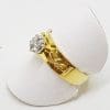 18ct Yellow Gold and Platinum Ornate Design High Set Diamond Engagement Ring
