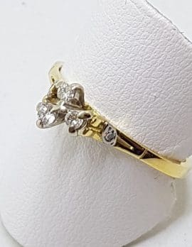 18ct Yellow Gold Dainty High Set Diamond Cluster Ring