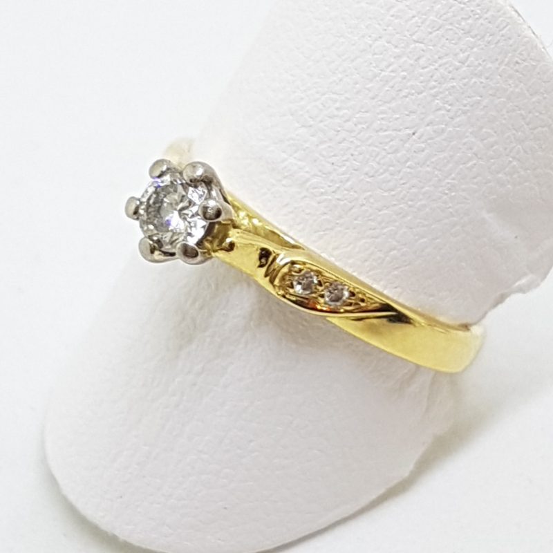 18ct Yellow Gold High Set Diamond Engagement Ring