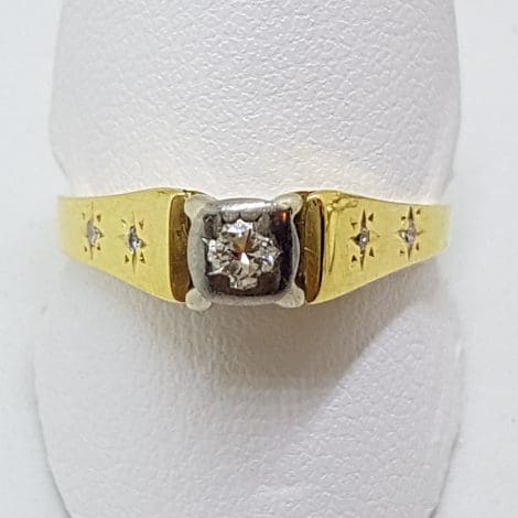 18ct Yellow Gold & Platinum High Set Diamond Engagement Ring
