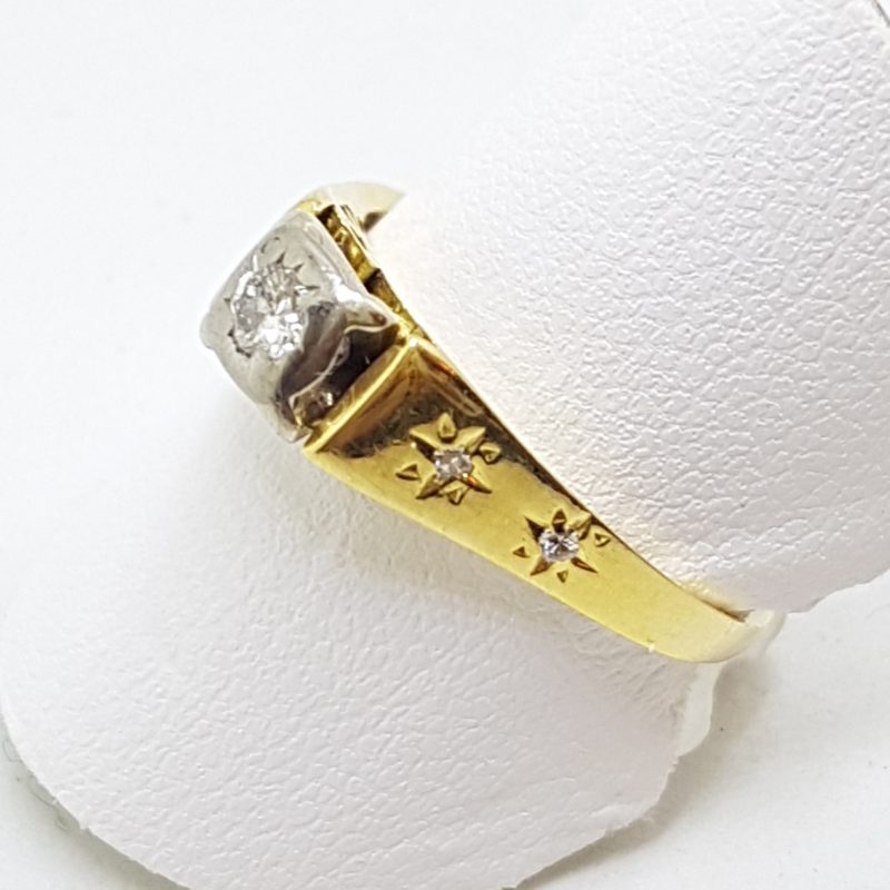 18ct Yellow Gold & Platinum High Set Diamond Engagement Ring