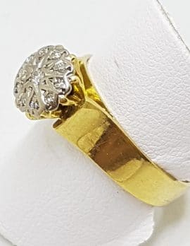18ct Yellow Gold & Platinum Diamond High Round Cluster Ring