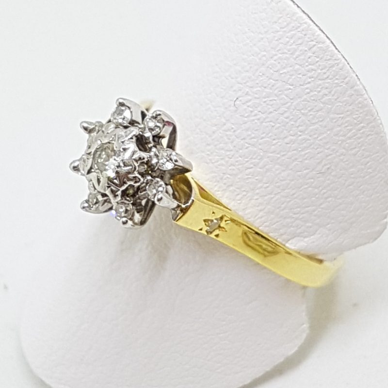 18ct Yellow Gold Diamond Flower Cluster Ring