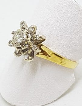 18ct Yellow Gold Diamond High Cluster Ring