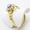18ct Yellow Gold & Platinum Ornate High Set Diamond Flower/Daisy Cluster Ring