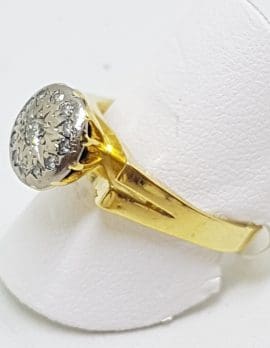 18ct Yellow Gold & Platinum Round Diamond Cluster High Set Engagement Ring
