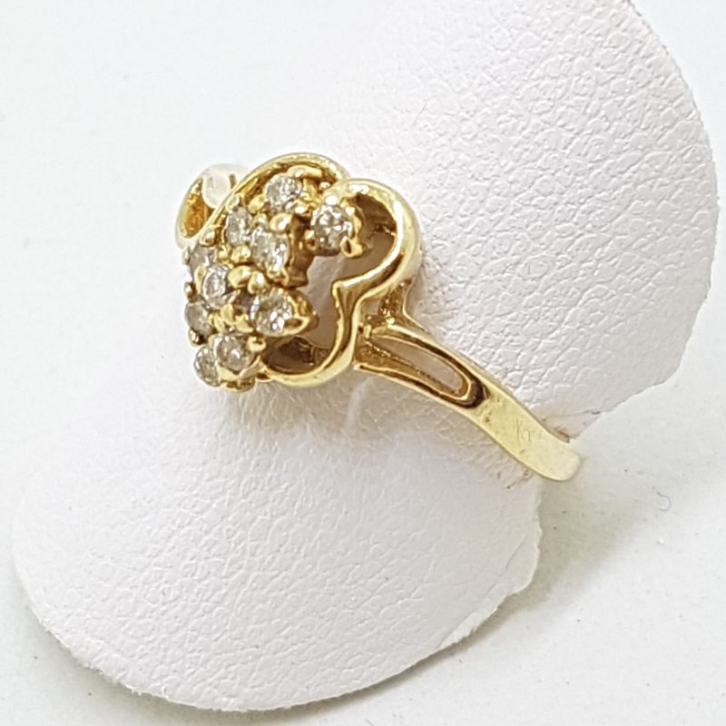 9ct Yellow Gold Diamond Cluster Ring