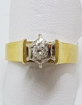18ct Yellow Gold & Platinum Solitaire Diamond High Set Ring