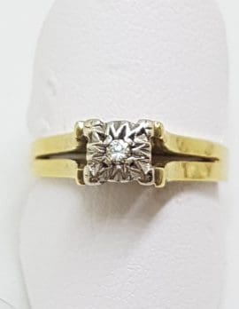 18ct Yellow Gold Diamond High Set Ring