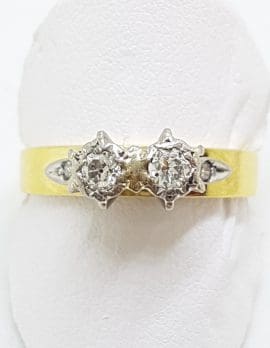 18ct Yellow Gold Toi et Moi 2 Diamond High Set Ring