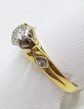 18ct Yellow Gold & Platinum Diamond High Set Engagement Ring