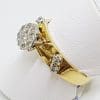 18ct Yellow Gold & Platinum Solitaire Diamond High Set Ornate Cluster Ring