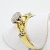18ct Yellow Gold & Platinum Solitaire Diamond High Set Ornate Cluster Ring