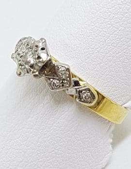 18ct Yellow Gold & Platinum Ornate Diamond Ring