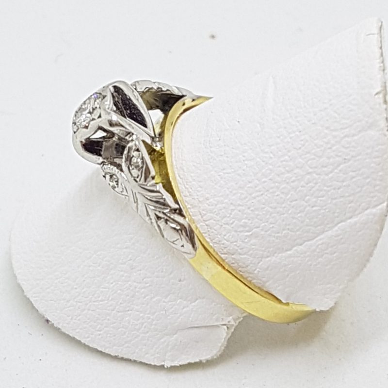 18ct Yellow Gold & Platinum High Set Diamond Ring