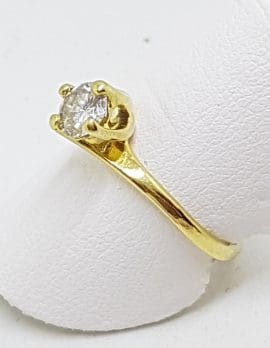18ct Yellow Gold Round Claw Set Diamond Solitaire Ring