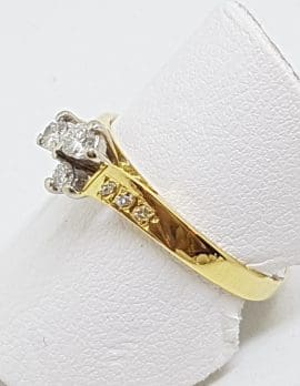 18ct Yellow Gold High Set Diamond Cluster Ring